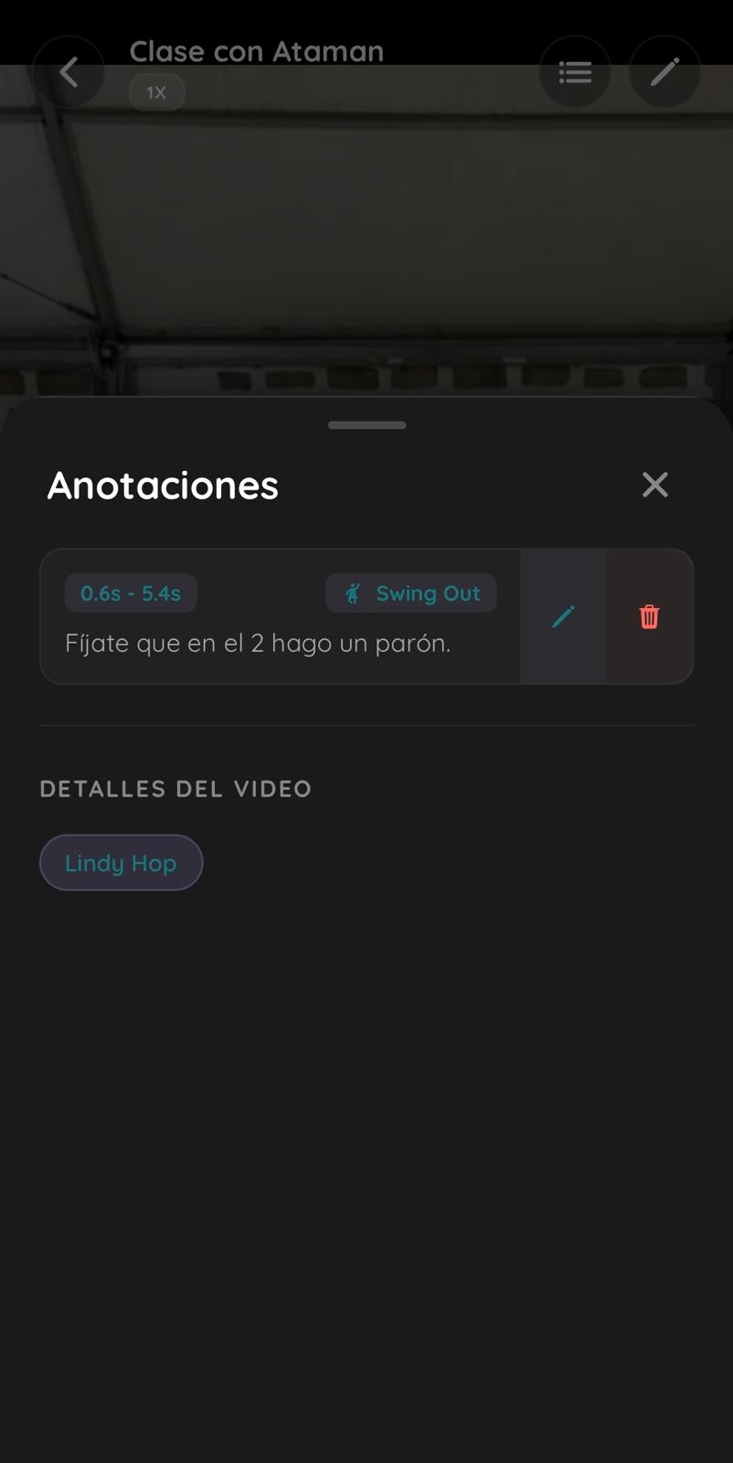 Anotaciones en los vídeos de clase de Redance